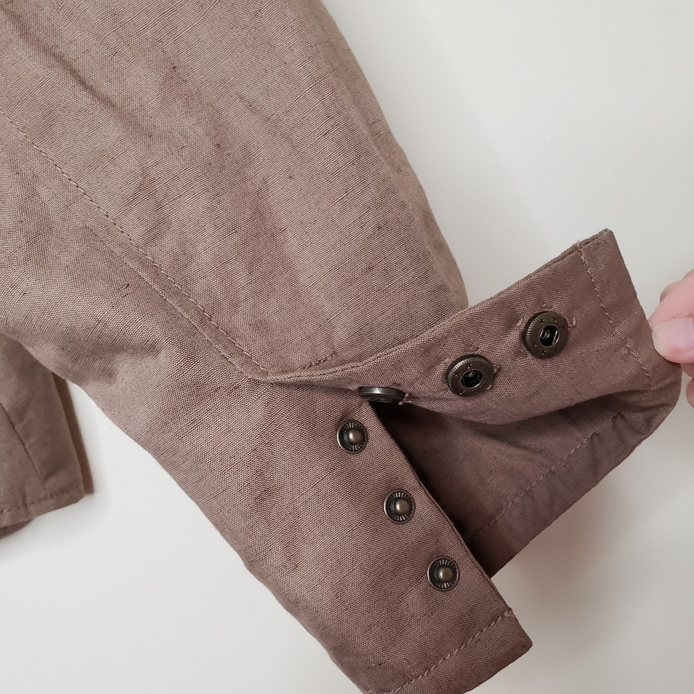 Lucky Brand Lamb Leather & Linen Moto Jacket Sz 3X Full Zip Boho Biker Coat - Picture 8 of 16